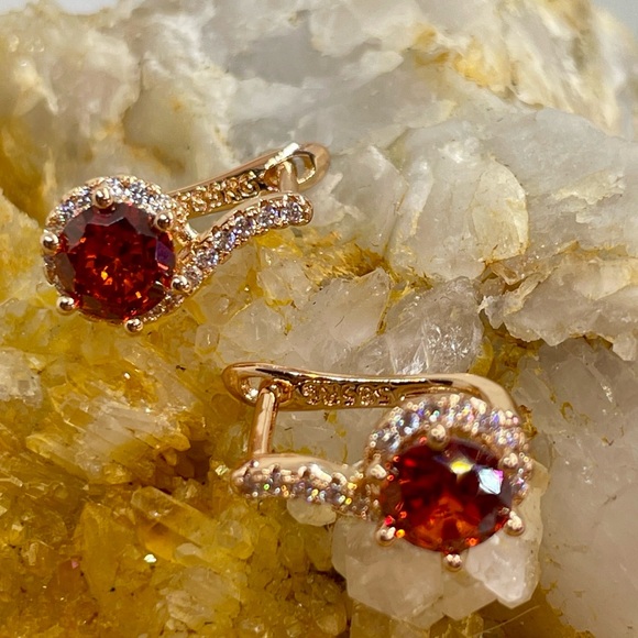 2.46ct Sapphire Earrings Rolled 14k ORANGE & WHITE - Picture 1 of 11